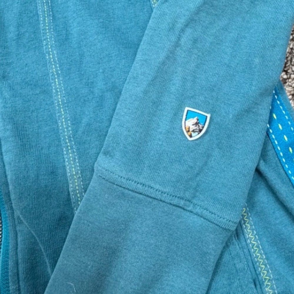 Kuhl Kember Organic Peached Cotton Jacket Teal Blue Full Zip Lightweight Women M - Picture 7 of 12